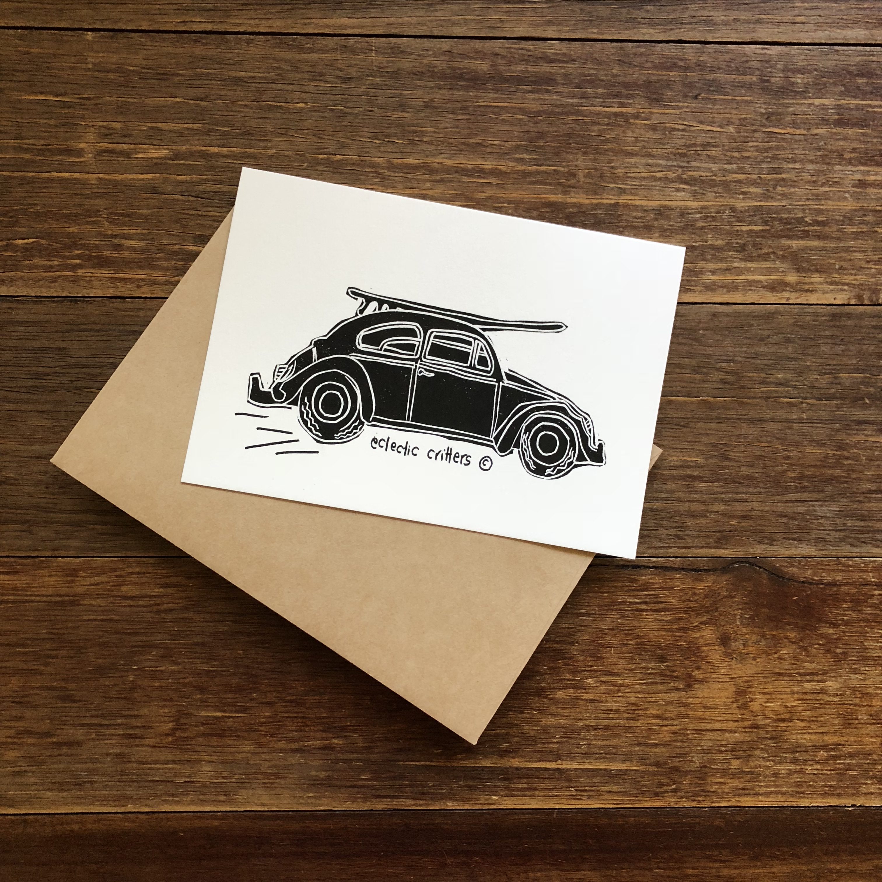 VW Beetle Greeting Card - Eclectic Critters